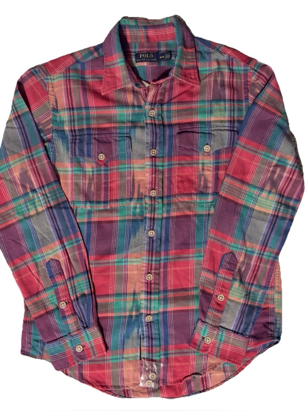 Polo Ralph Lauren Plaid Flannel Work Shirt Size Medium MultiColor Check